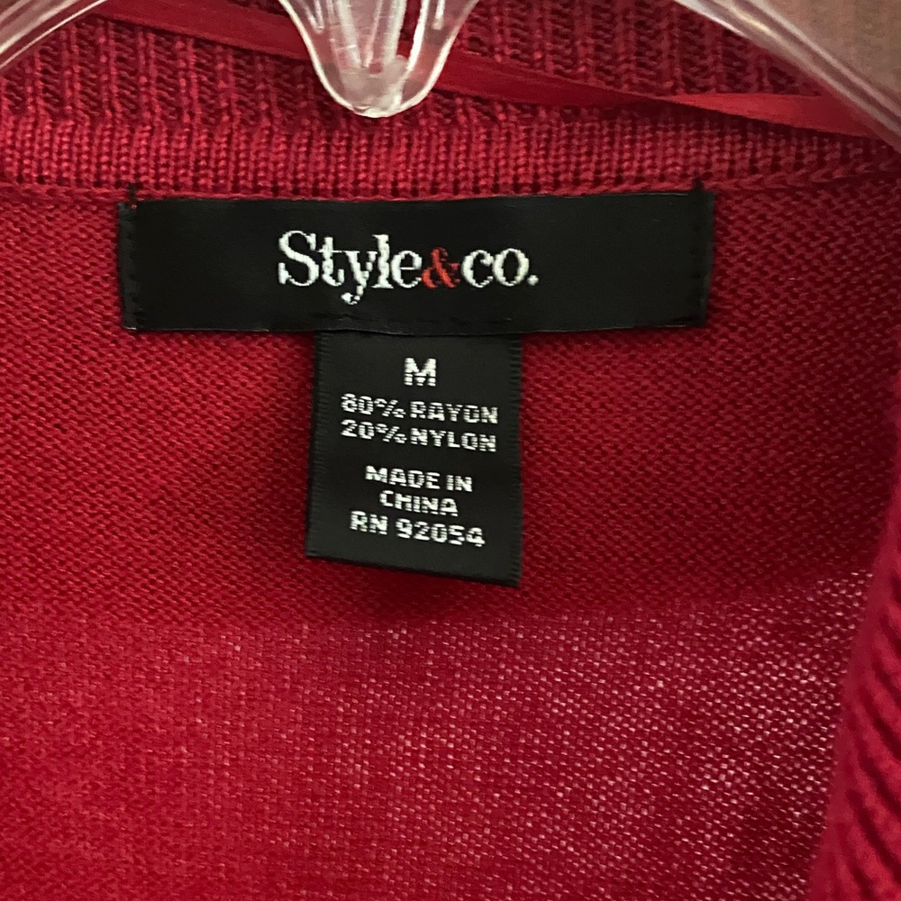 Style & Co. Red Ruffled Cardigan - Picture 2 of 10